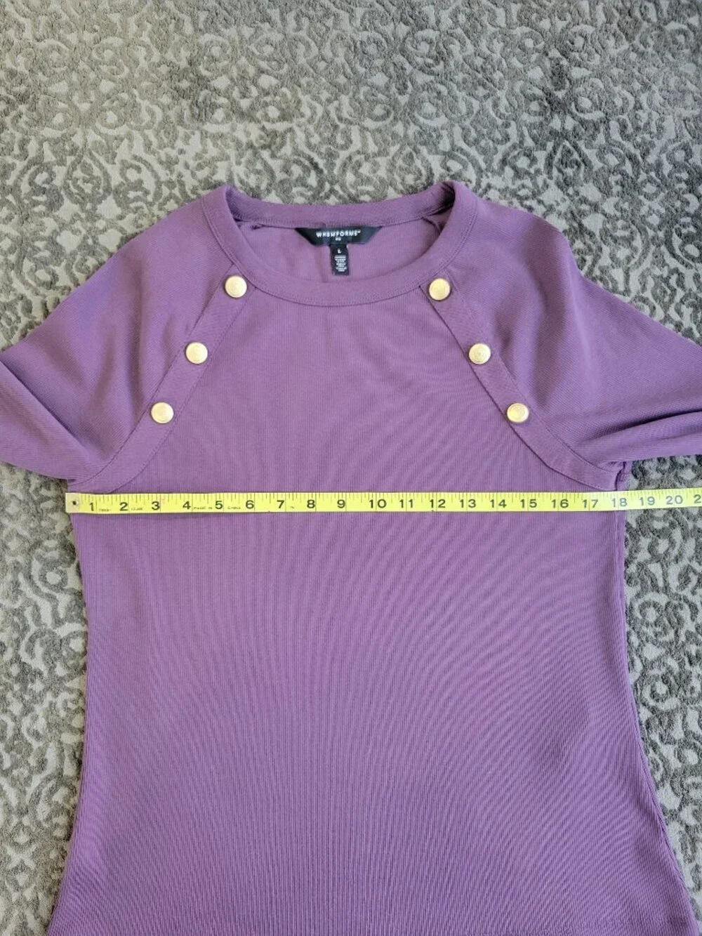 WHBM FORME Ribbed Stretch Button Long-Sleeve Tee